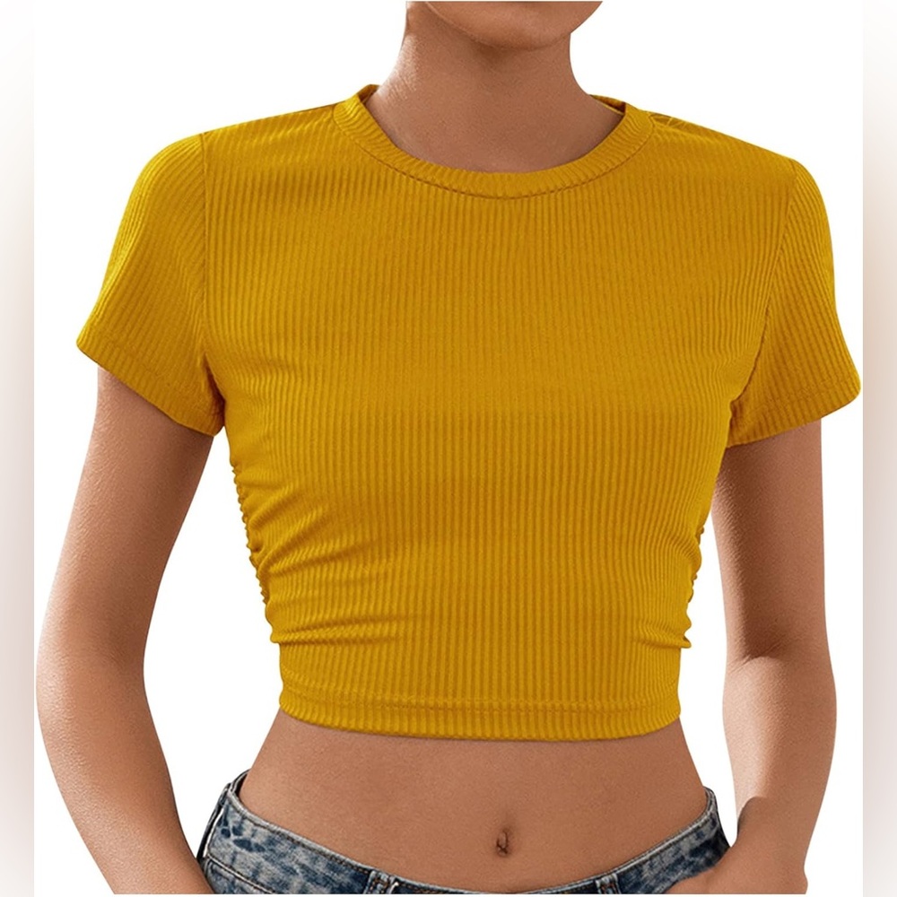 Arizia Wilfred Free Cropped T-Shirt Modal Shirt Elastic Yellow Mustard M